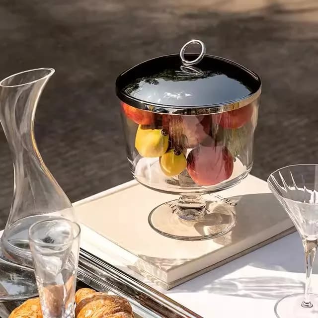 Barattolo in Vetro per Frutta con Piedini Alti e Coperchio, Stile Lusso Leggero, per Conservare Frutta Secca e Snack, Decorazione per Soggiorno