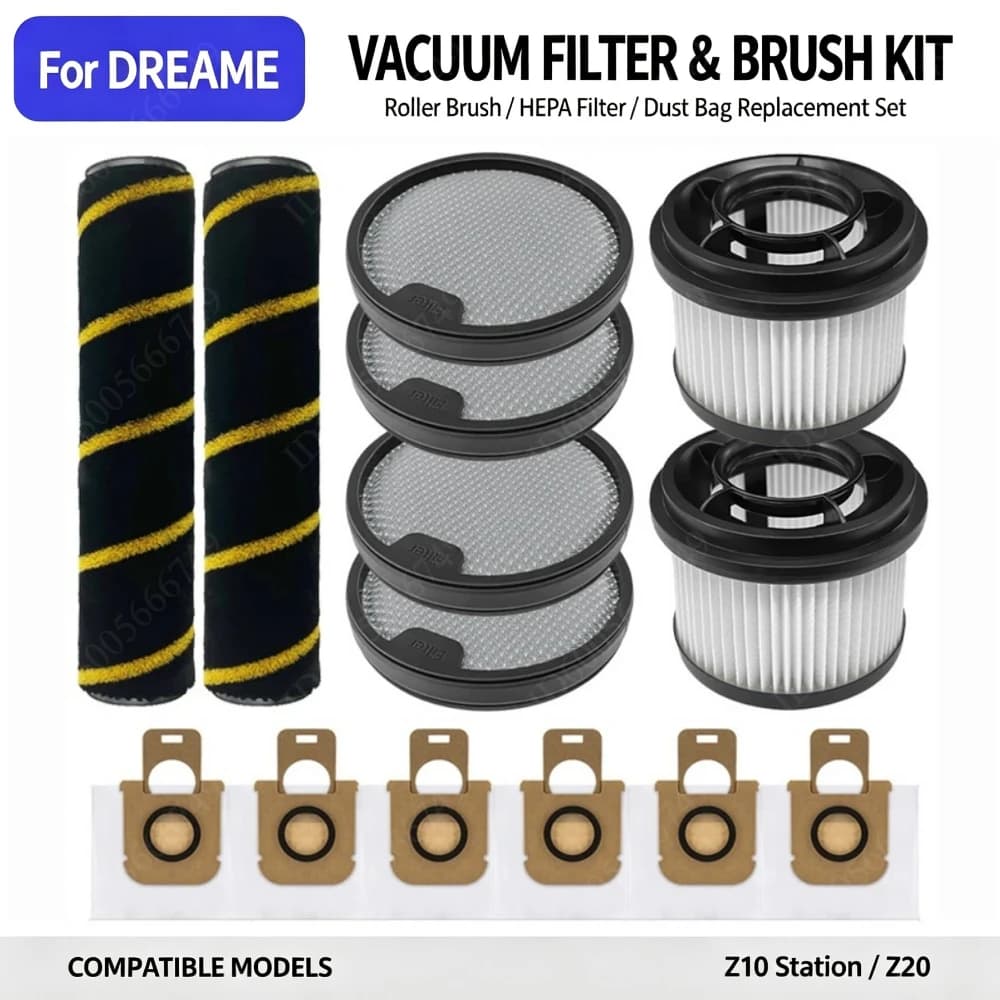 Roller Side Brush Filter Dust Bag For Dreame Z10 Station / Z20 Robot Vacuum Accessories Replacement