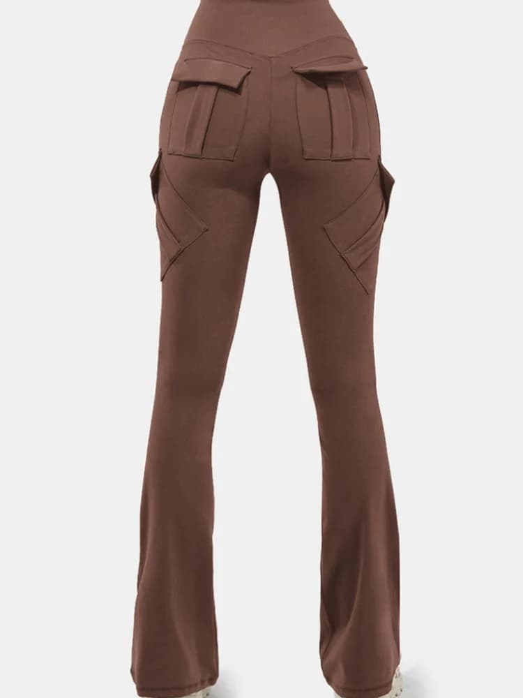 High Waist Skinny Pants Solid Color Cargo Pants Multiple Pockets Fitness yoga leggings for women