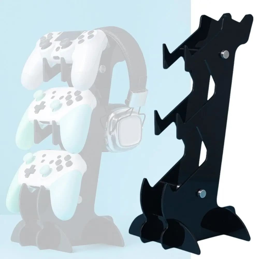 Configurazione di giochi Supporto per controller di gioco a tre strati Supporto per cuffie per organizer da tavolo robusto in acrilico per PS5/PS4/Xbox/Switch