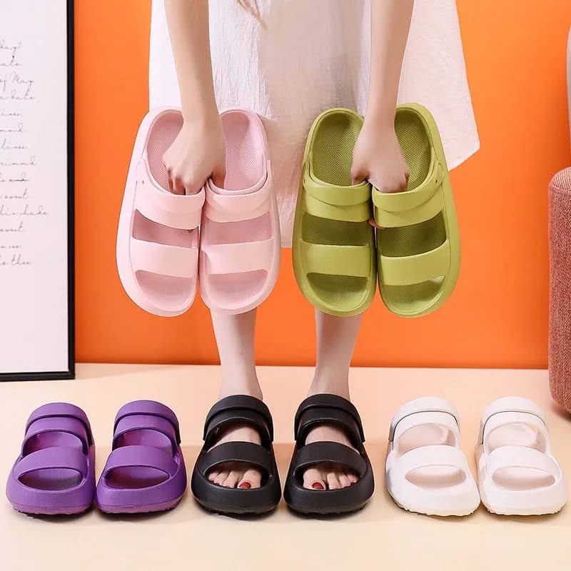 Women EVA Sandal Thick Sole Adjustable Buckle Slide Slipper Non Slip Lightweight Soft Platform Beach Shower Summer outdoor Shoes