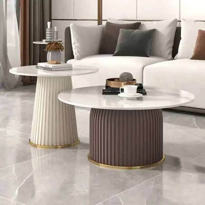 Tavolino da Ufficio Minimalista con Gambe in Metallo Italiano, Tavoli Rotondi di Lusso in Stile Nordico, Scrivania Bianca, Mobili per la Casa
