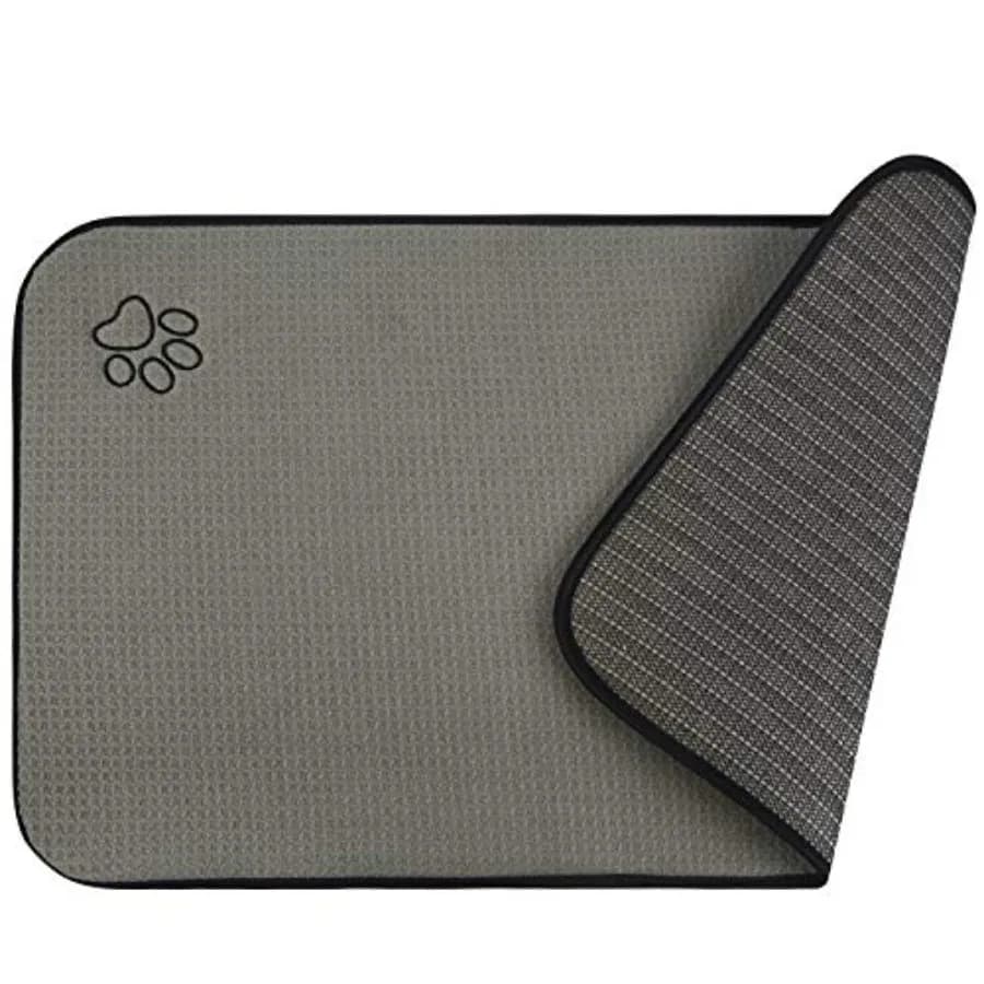 Microfiber Pet Bowl Mat Dog Cats Feeding Mats for Food and Water Dish Drying Mat with Anti-Skid Backing.2 Grey