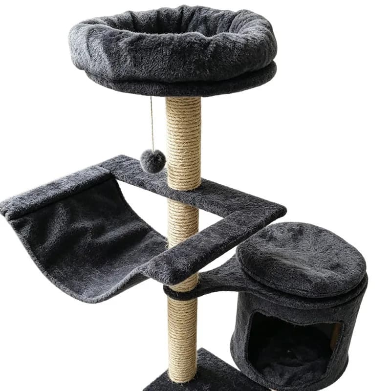 Cat Tree with Bed, Multi-Level Cat Climbing Frame, Large Cat Suitable, Space-Saving Sisal Scratching Post, 120cm Height