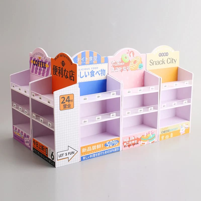 Xm1pc cartone spesso Mini Drink Food Supermercato Negozio Scaffale Accessori per casa delle bambole Fai finta di giocare Mobili Scaffale per armadietti
