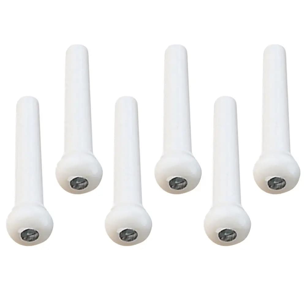 6 Pezzi Perni per Ponte di Chitarra Acustica in Plastica Bianca, Ricambi per Chitarra Folk, Classica e Ukulele