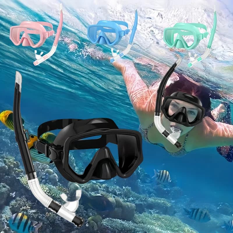 Scuba Diving Mask Snorkel Set For Adults Tempered Glass Professional Panoramic Snorkeling Gear Swimming Training Snorkel Kit