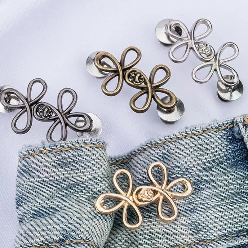 2 Pezzi Fibbia Regolabile a Quadrifoglio Carino, Strettabile per Vita, Staccabile, Senza Cuciture, per Pantaloni e Gonne