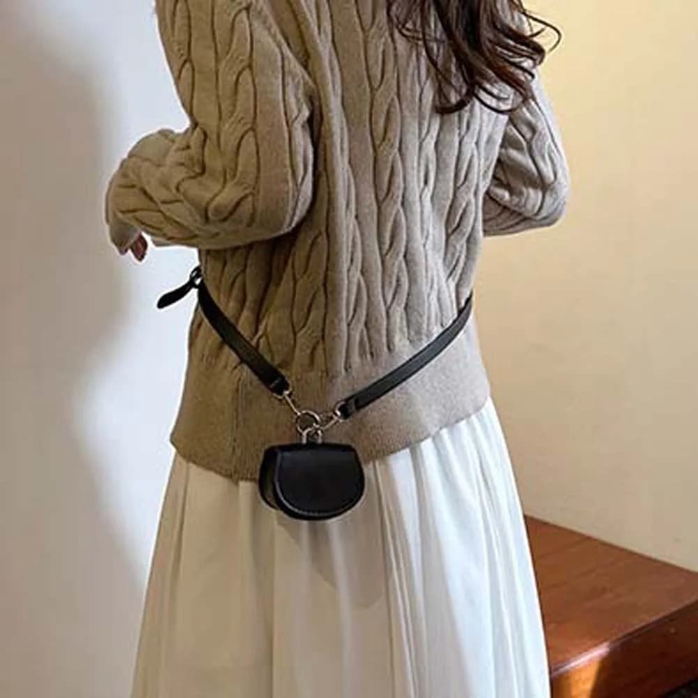 Borsa a tracolla staccabile 2 in 1, marsupio con cintura e borsa a tinta unita, portamonete in pelle anti-schizzi d'acqua per uso quotidiano
