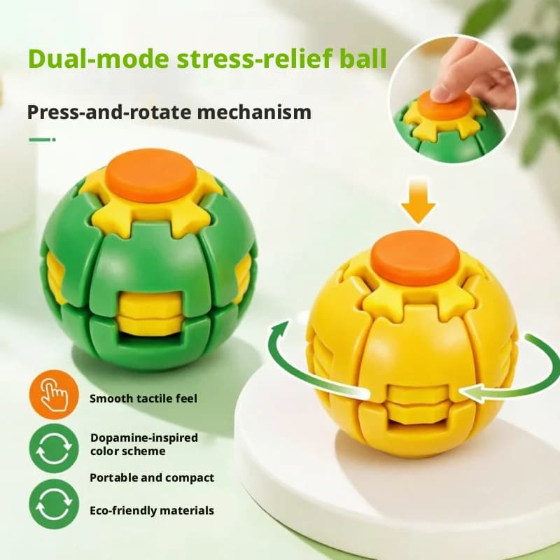 3D Gear Ball Fidget Toy Spiral Stress Relief Sensory Press To Spin Squishy Ball Press To Spin Squishy Ball Fidget Spinner