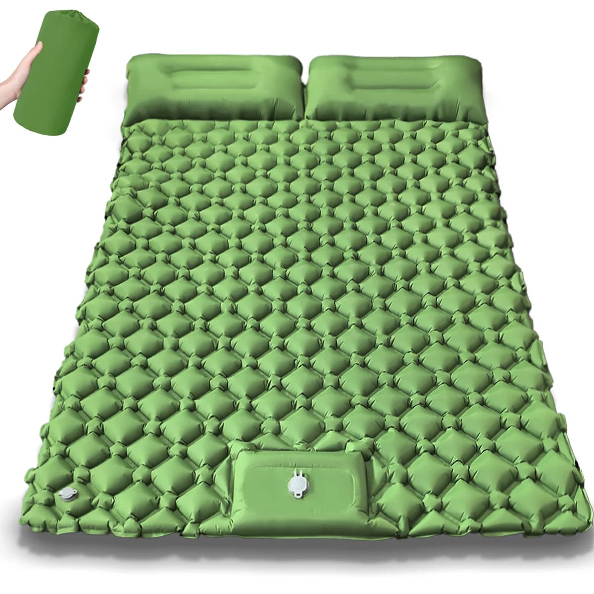 Vendita calda! Aggiornamento del 2025! Letto gonfiabile da campeggio con materasso ad aria doppio con pompa incorporata, portatile impermeabile, addensato per viaggi all'aperto