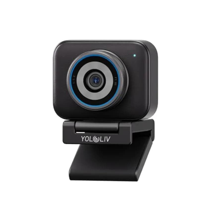 YoloCam S3 Webcam 4K per Videoconferenze, Corpo in Alluminio, Nero, Effetti Cinematografici con Controllo Simile a DSLR