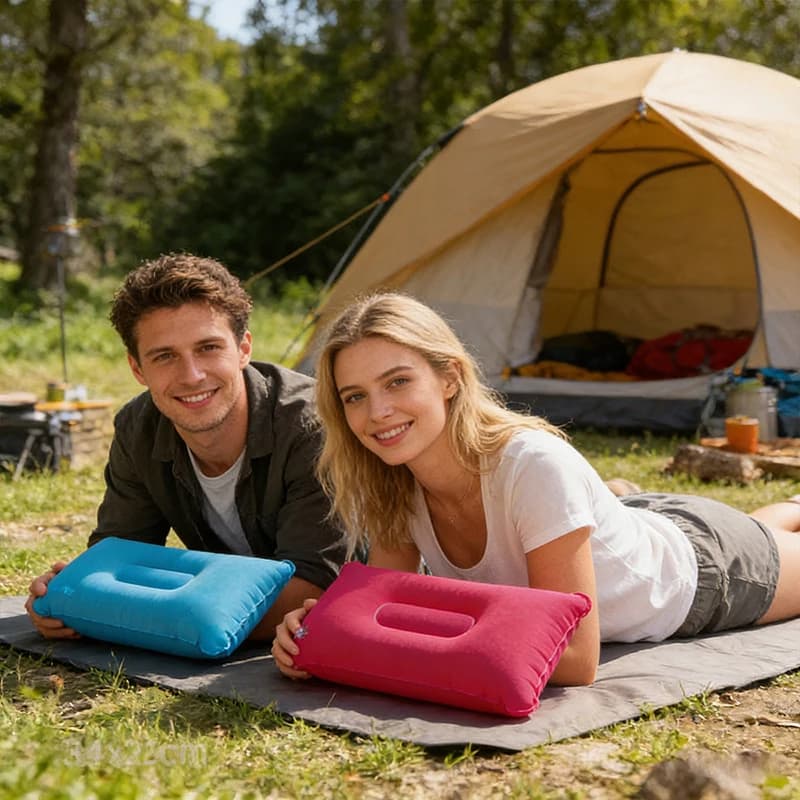 2pcs 34x22cm Portable Inflatable Travel Pillow Foldable Lightweight Head Rest Cushion For Camping Hiking Driving Outdoor Rest