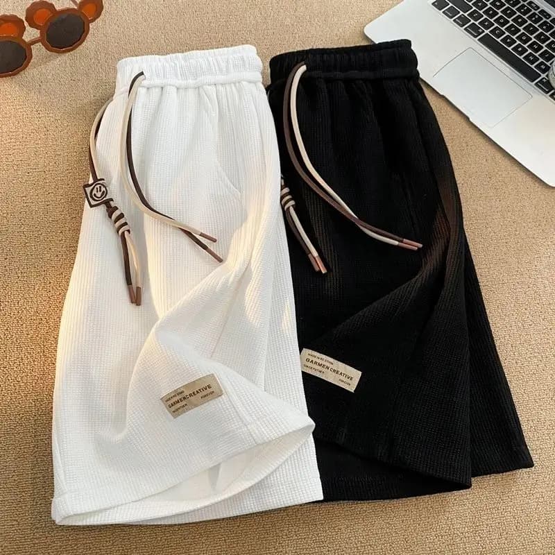 Men's Summer Casual Loose Fit Breathable Thin Shorts American Sporty Five-Quarter Length Straight Leg Pants
