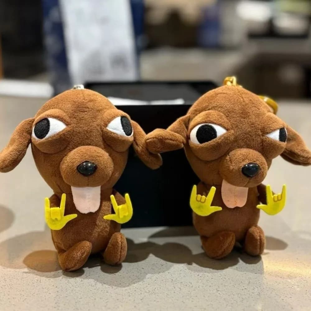 Portachiavi in peluche a forma di Chihuahua da 10 cm, stile hip hop, morbido, con catena di perline, ciondolo a forma di cane simulato per borsa