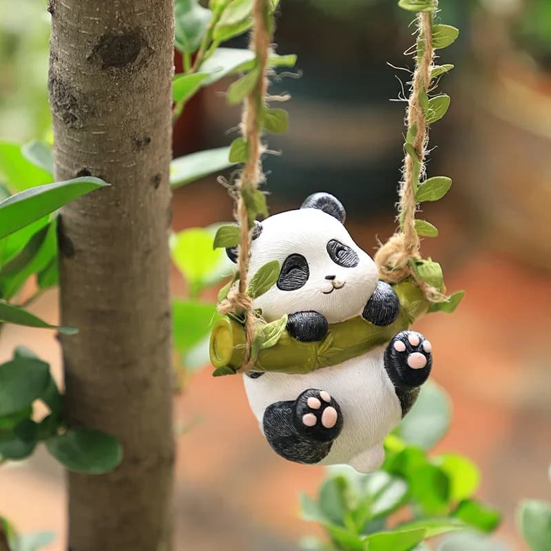 Cartoon Animal Panda Koala Cat Climb Tree Garden Statues Creative Balcony Courtyard Flowerpot Outdoor Garden Decoration Pendant