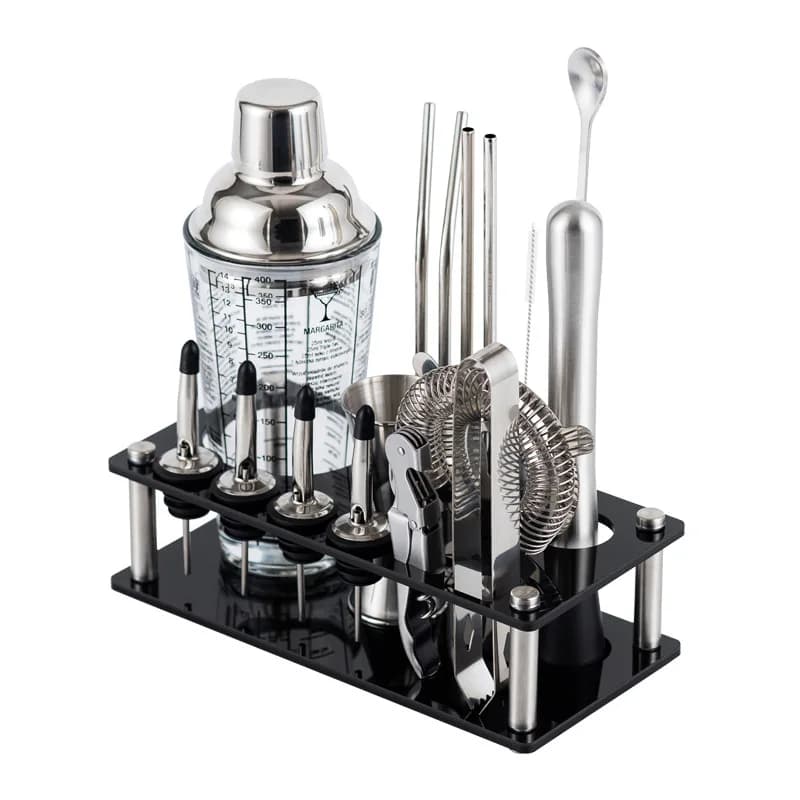 Set da Barman in Acciaio Inox con Shaker Graduato, Set da 18 Pezzi per Cocktail