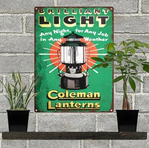 Lampada lanterna Coleman stufa da campo segno di metallo di natale Poster da parete decorazione da parete Home Office Bar Pub Store Garage