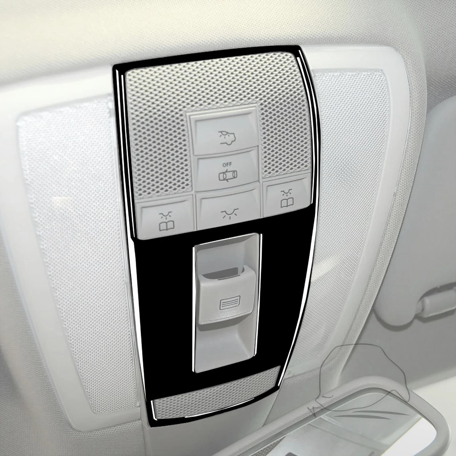 Per Mercedes Benz Classe C W204 2007-2013 W212 2010-2012 Accessori Auto, Adesivo Decorativo Nero in Plastica per Pannello Luce di Lettura Interna