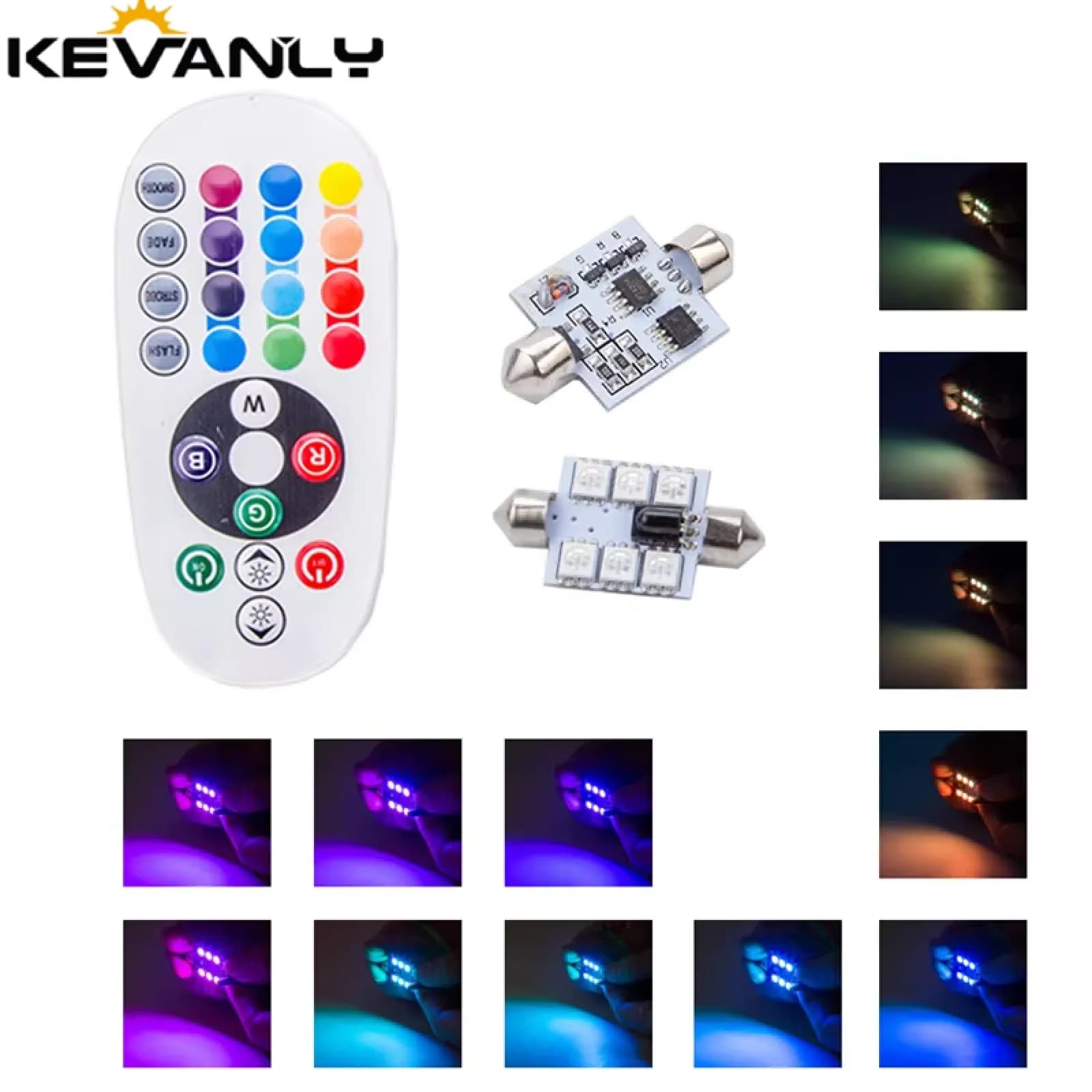 2 pz C5W RGB 31/36/39/41 MILLIMETRI senza errori Luce di lettura interna Lampadine Piastra automatica Lampada bianca Auto telecomando RGB controllo Canbus