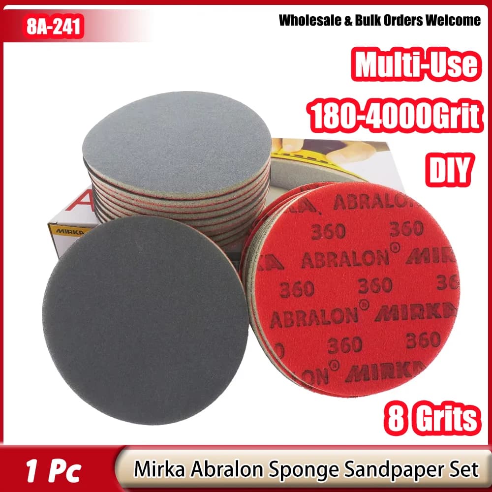 Mirka Abralon 6 Inch Sponge Abrasive Disc 8A-241 Round sandpaper with hook and foam ring Grana 180-4000 Elastic polishing for grinding