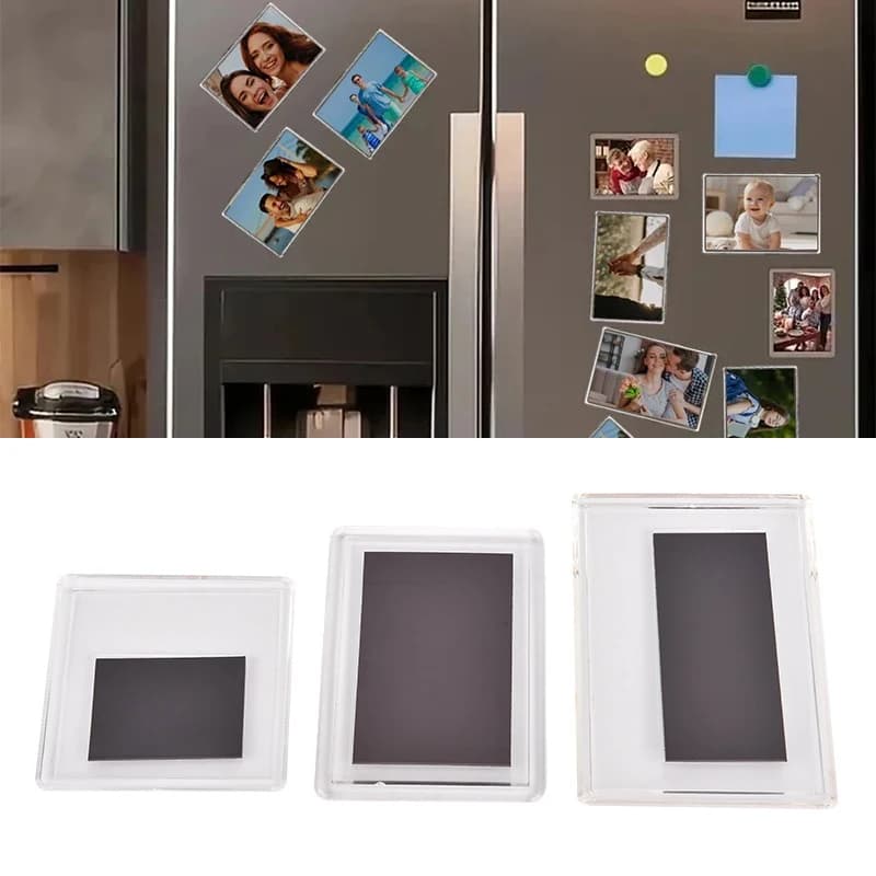 5 pezzi cornici per foto magnetiche in acrilico adesivo magnetico per frigorifero trasparente supporto per esposizione di foto organizzatore di immagini per la casa fai da te