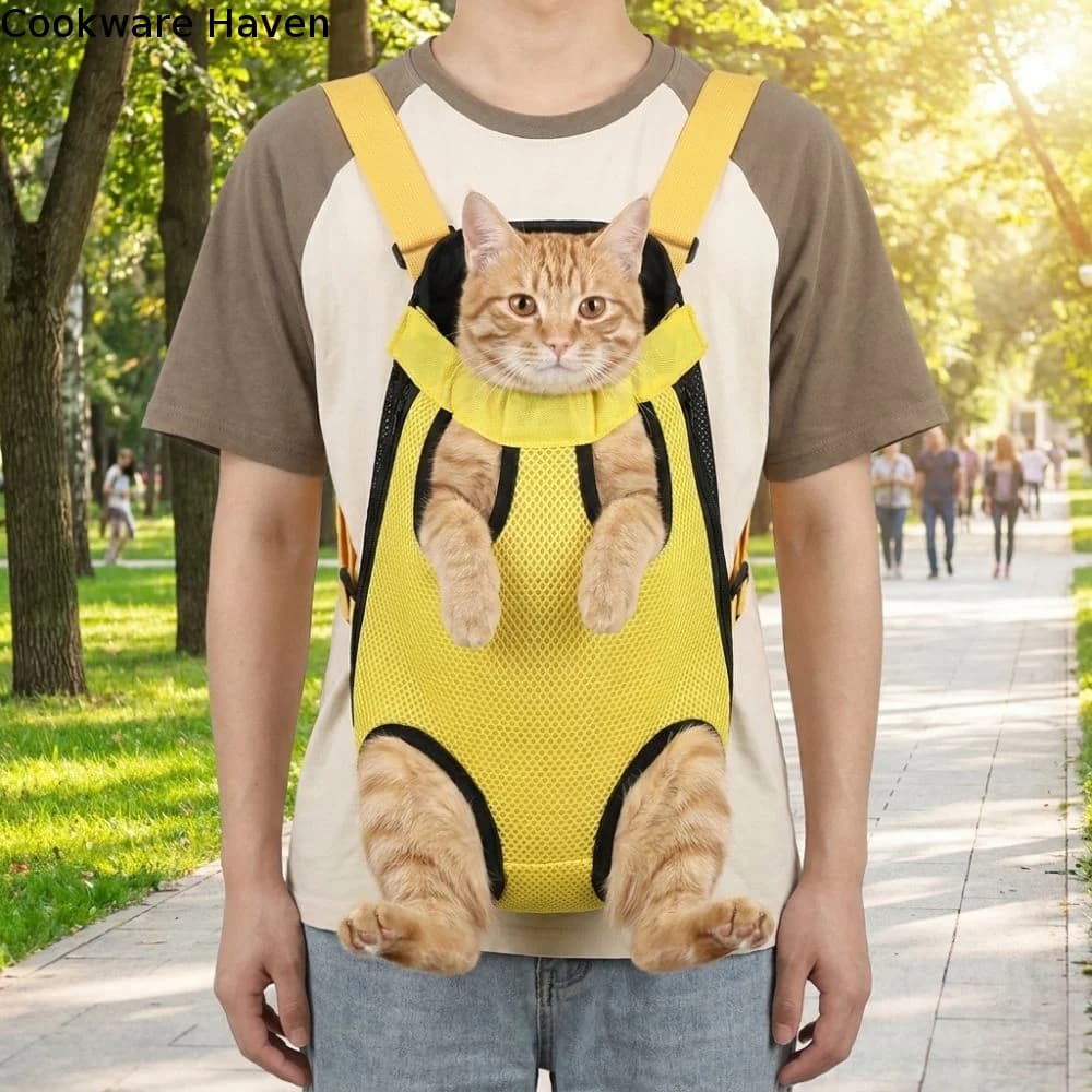 Breathable Mesh Dog Front Carrier Adjustable Strap Portable Dog Carrying Bag Hands-free Double Shoulder Pet Outdoor Backpack