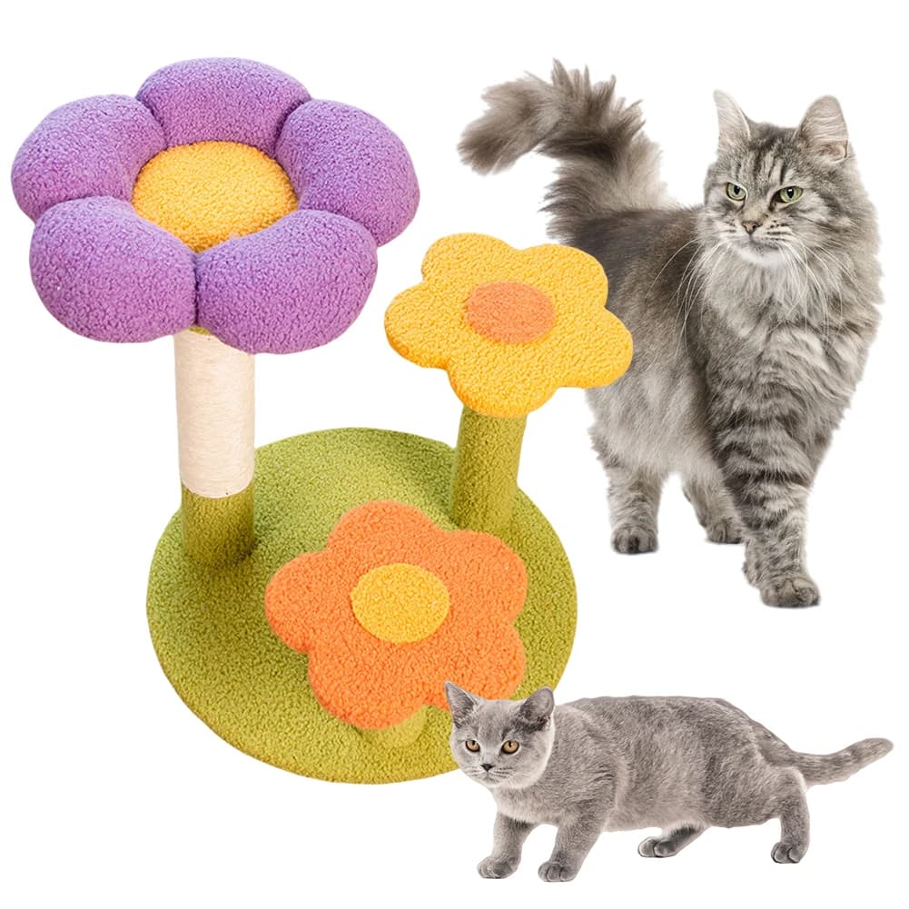 Torre per albero per gatti con fiori Struttura da arrampicata per gatti Avvolta in sisal Piccola torre per gatti Torre per gatti interattiva multifunzione a 3 strati per gattini