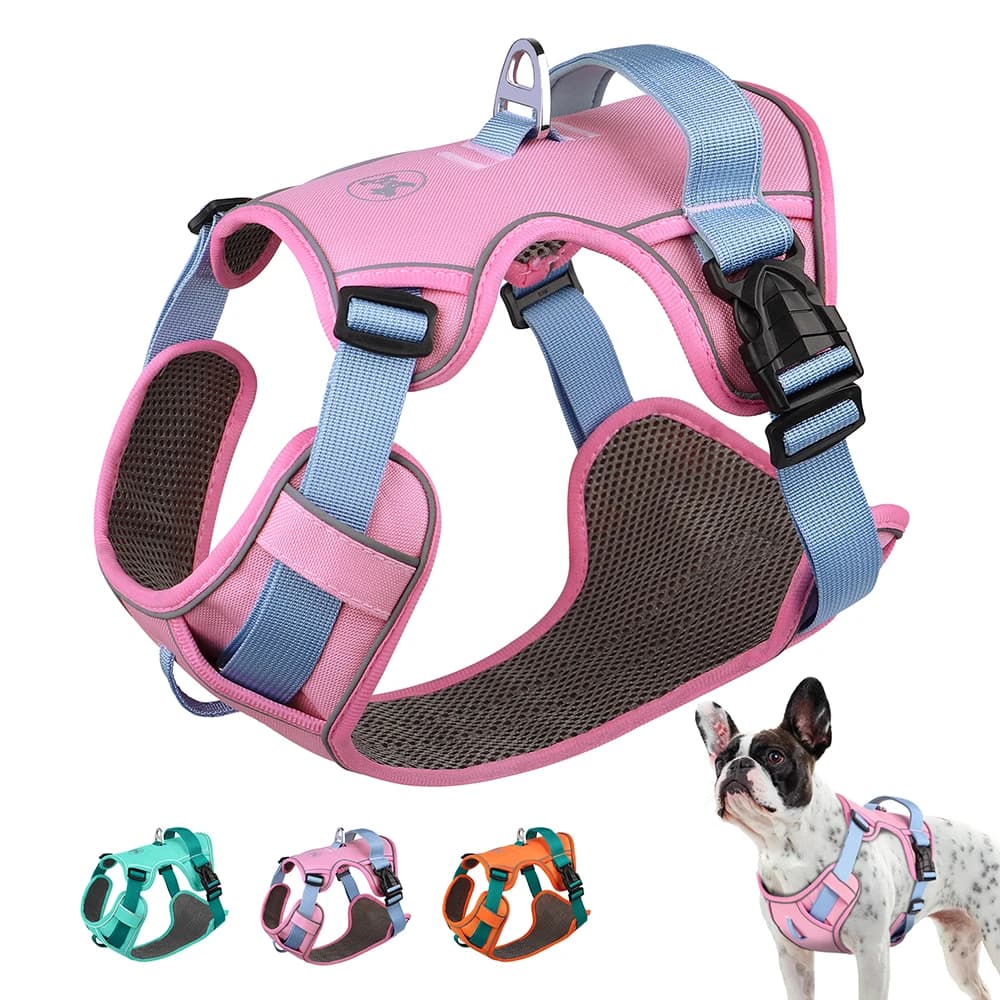 Imbracatura per cani in Nylon imbracature per cani traspiranti in rete gilet da passeggio riflettente per addestramento per animali domestici con manico durevole per cani di piccola taglia