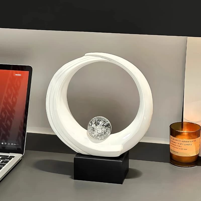 Ornamenti rotondi in ceramica con sfera di cristallo, ornamenti per mobile TV del soggiorno, ornamenti per la casa del tavolo da pranzo, decorazioni artigianali