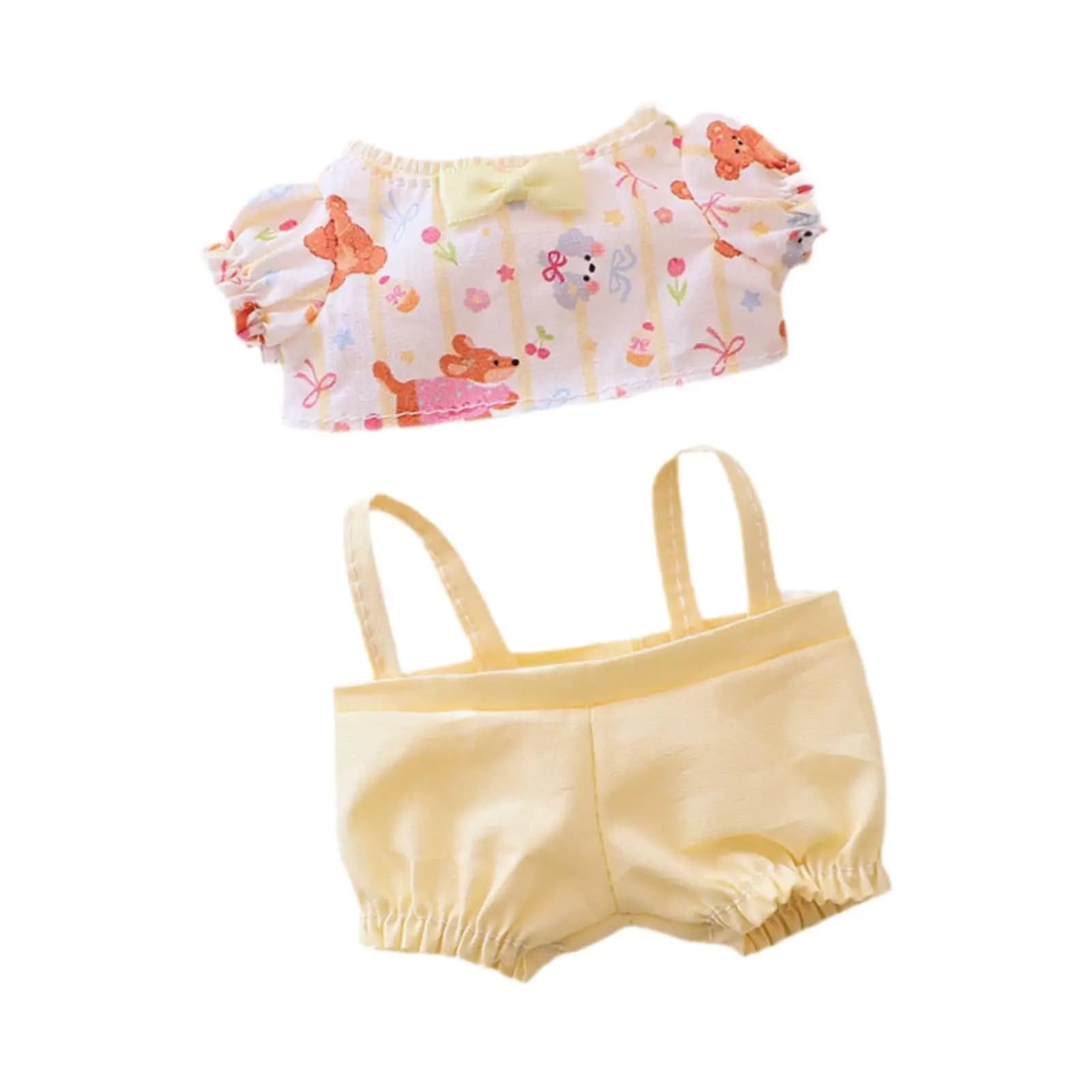 Set di Vestiti per Bambole di Peluche da 15 cm, Gonna Staccabile, Abito per Giocattoli Imbottiti, Accessorio per Casa delle Bambole da Collezione