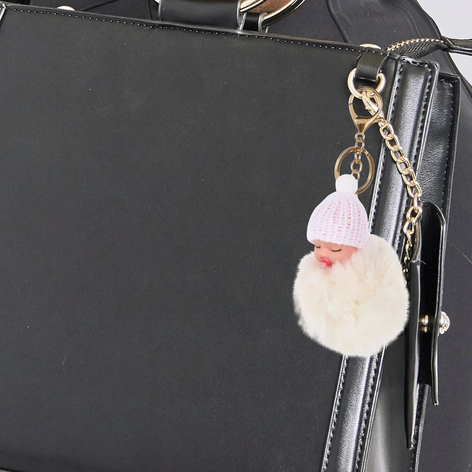 Portachiavi con Personaggio Dormiente Pom Pom per Chiavi, Borse, Zaini, Accessori Auto, Ciondolo Decorativo per Borsa, Regalo per Amici