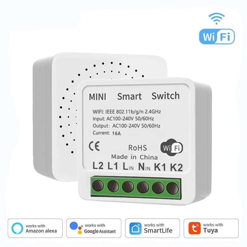 Mini DIY Smart Switch Work With Tuya WiFi Light Switch Module Need Neutral Wire 2 Ways Timer Wireless Breaker Alexa Google Home