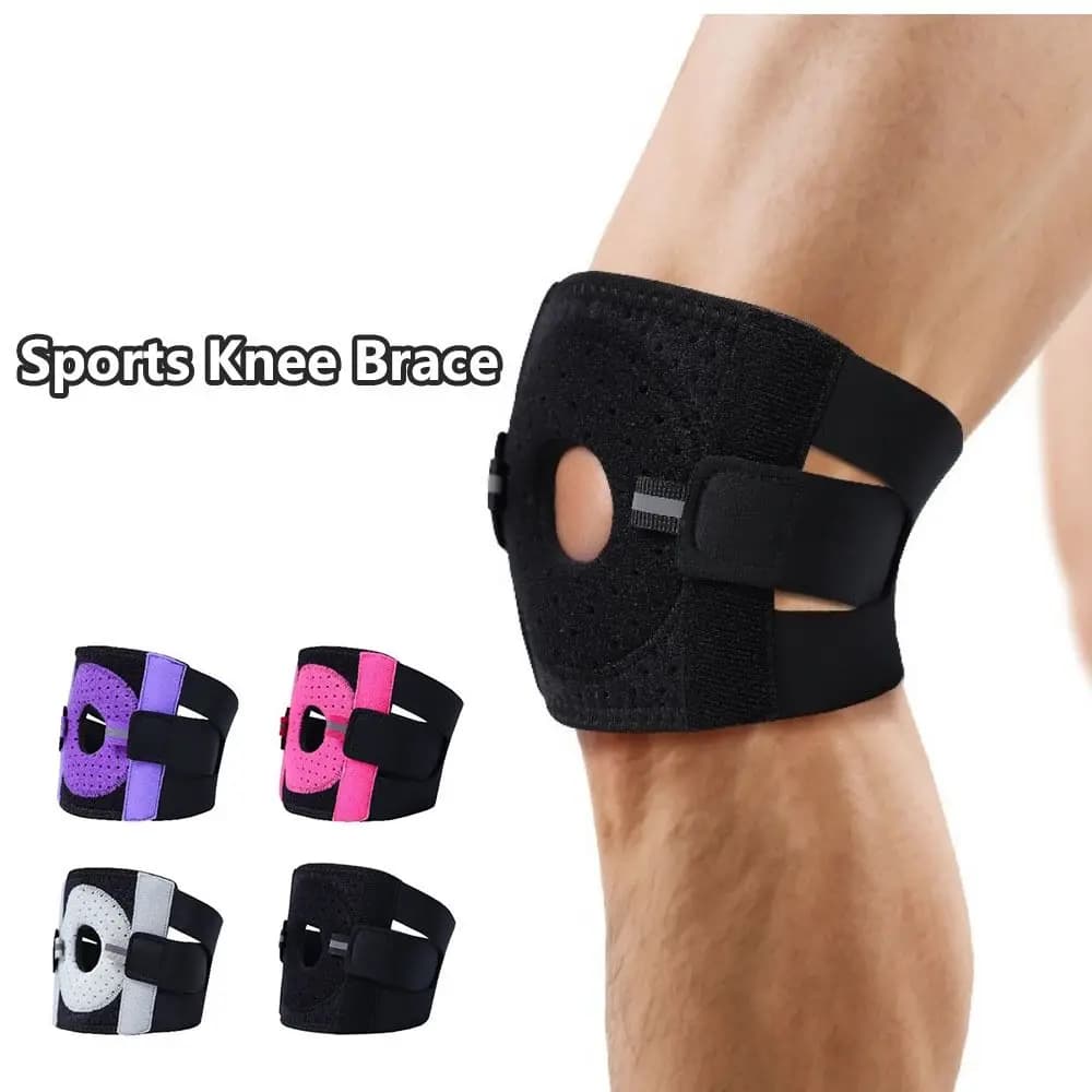 Ginocchiera Sportiva Traspirante, Supporto Elastico Antiscivolo per Tendine Rotulee, Fascia di Supporto Regolabile, Ginocchiera Sportiva