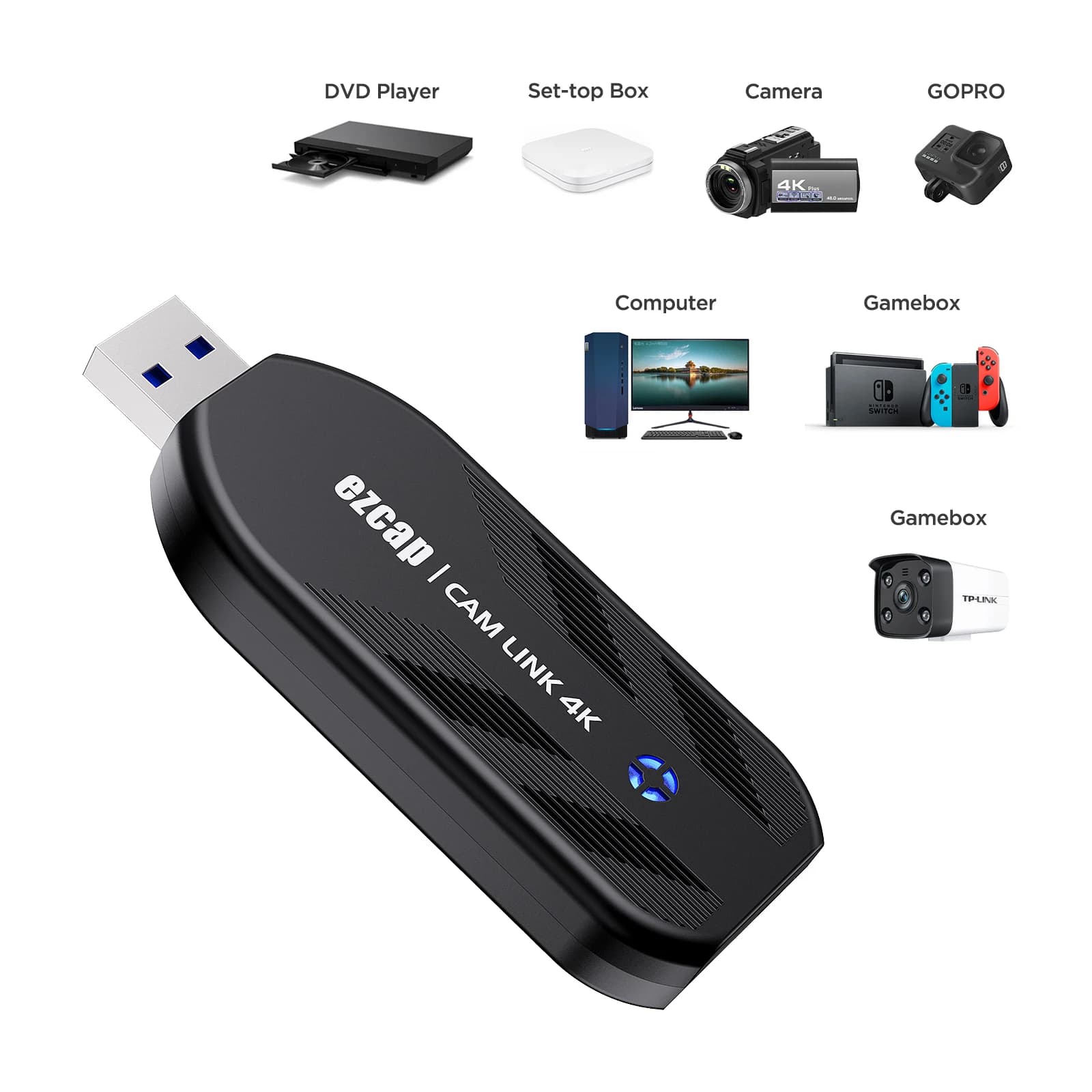 Ezcap331 4K HDMI Video Capture Card USB3.1 1080P60 Game Recorder for DSLR Camera PS5 Xbox Switch OBS LiveStreaming Video Grabber
