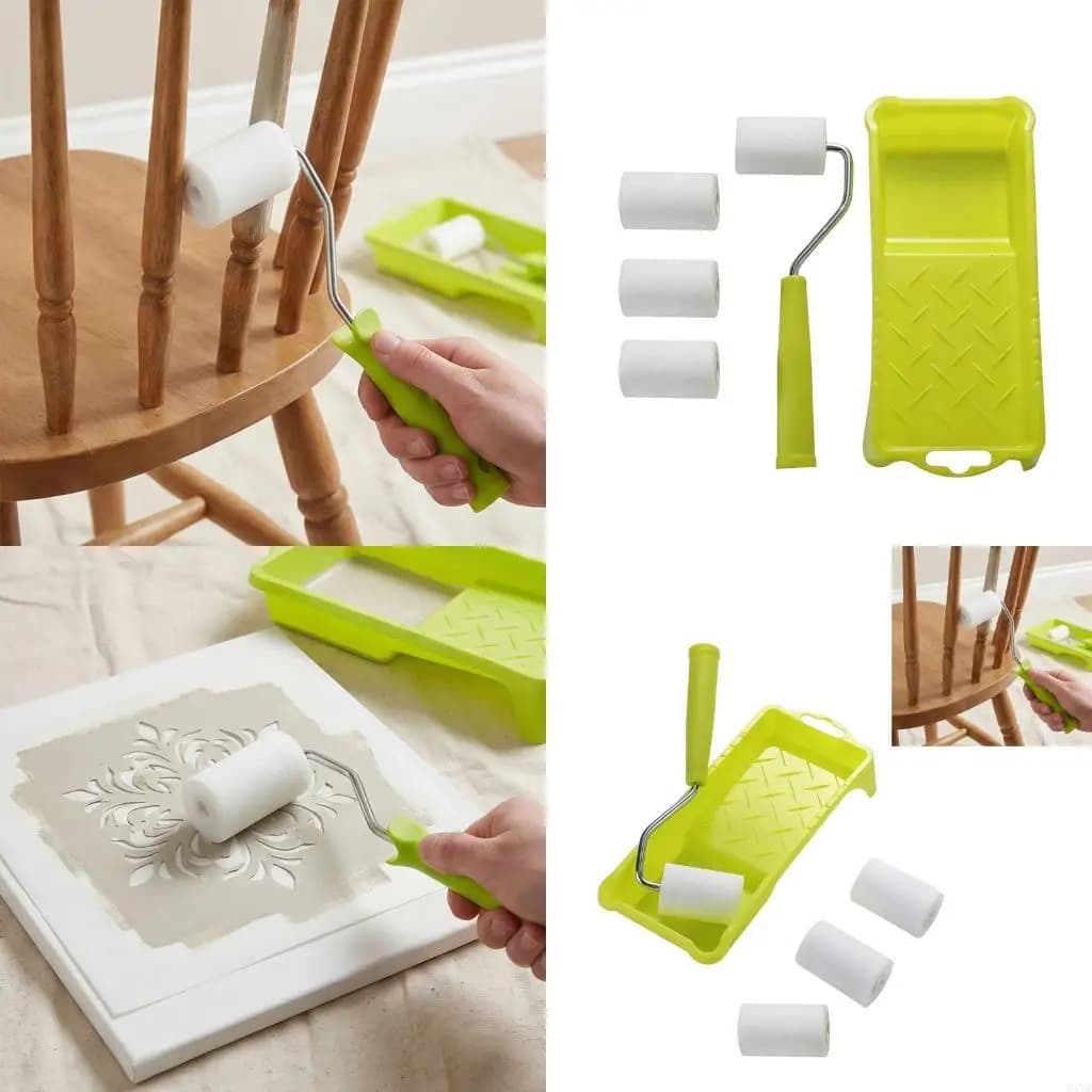 Set rulli per pittura da 2 pollici Rullo in schiuma densità con telaio, vassoio per pittura murale dettagliata e M4YD