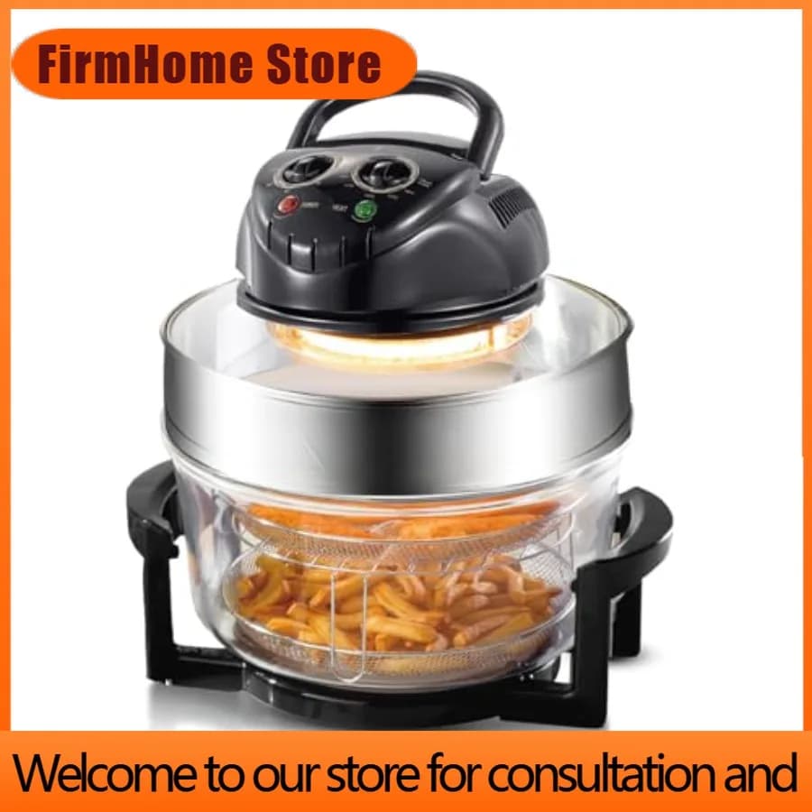 FirmHome Store20L 8-in-1 Glass Air Fryer With 360 Circulating Heating High-Precision Glass Body White Healthy Kitchen Baking Toa