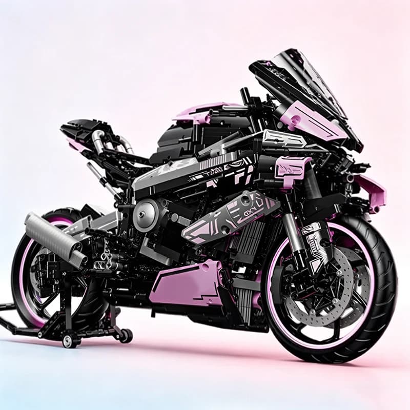 1920 Pezzi Blocchi da Costruzione Moto Rosa, Modello di Auto da Corsa, Motocicletta, Locomotiva, Mattoncini da Assemblare, Giocattoli e Regali per Adulti e Ragazzi