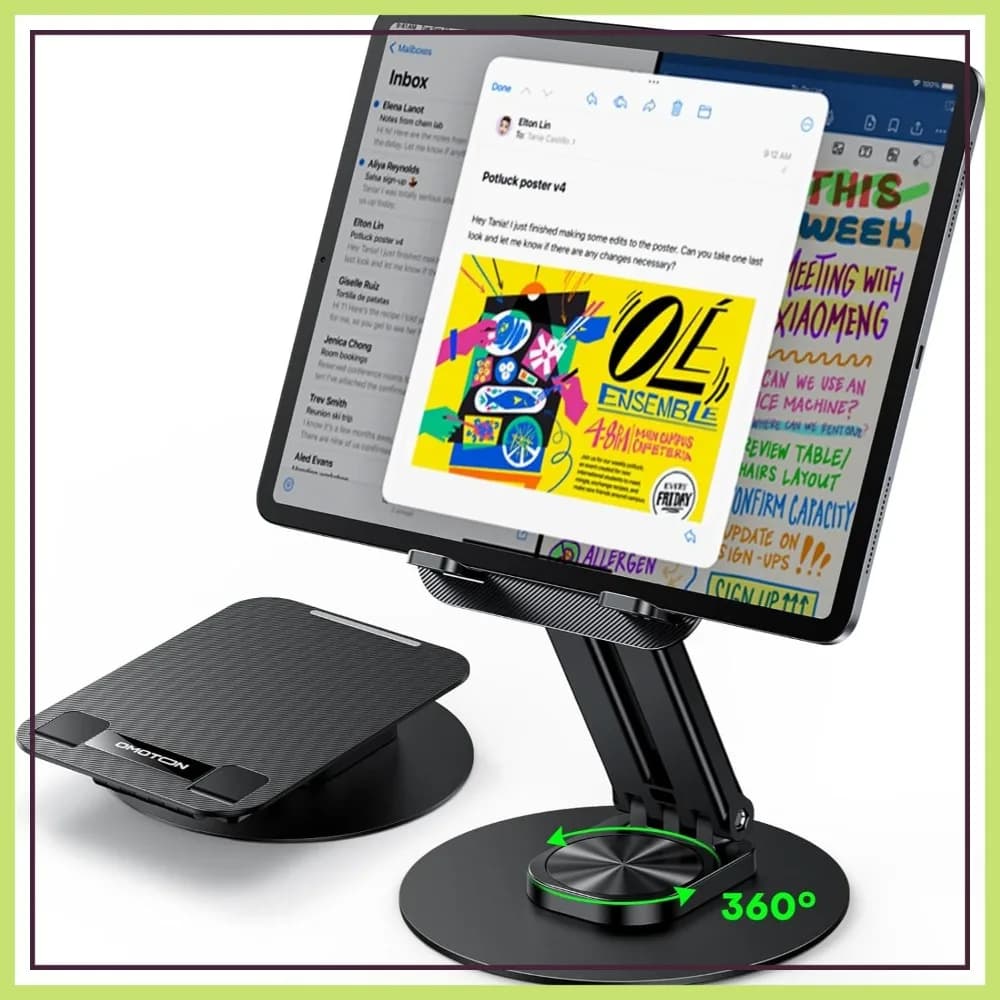 Supporto Regolabile per Tablet da Scrivania, Compatibile con Tablet da 4-15.6", iPad Pro 11/10.2/13, Kindle, Supporto per Monitor Portatile