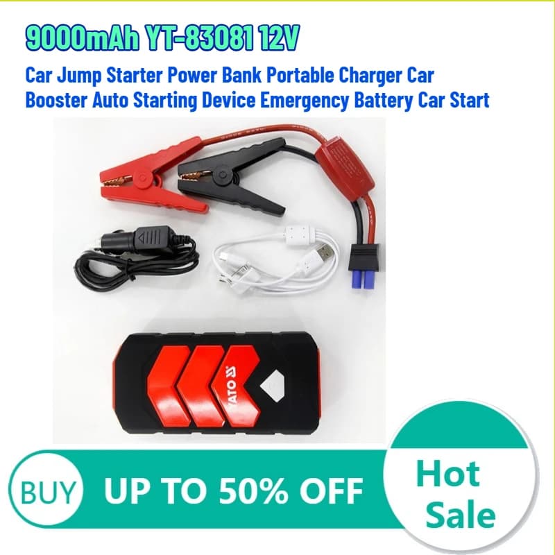 Avviatore d'Emergenza per Auto YT-83081 9000mAh 12V, Power Bank Portatile, Caricabatterie per Auto, Dispositivo di Avviamento Automatico, Batteria di Emergenza per Auto