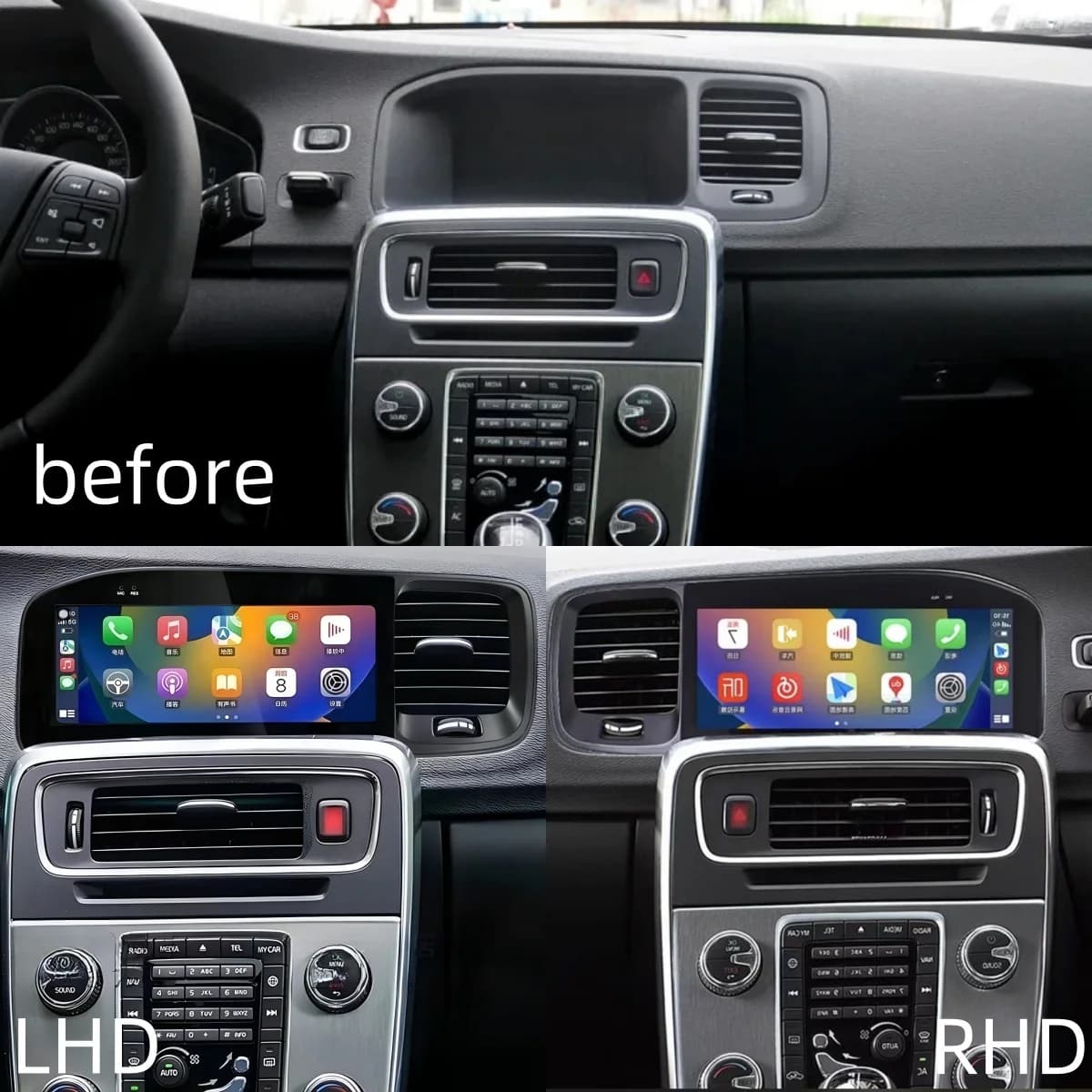 Per Volvo S60 V60 2011-2017 LHD RHD Android 13.0 8 + 256GB Navigazione GPS per auto Radio Schermo Android Multimedia Avvio veloce Schermo HD