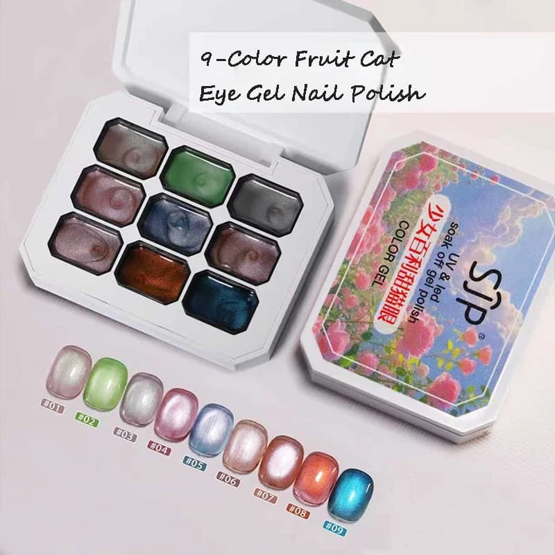 Smalto gel solido effetto occhio di gatto a 9 colori, smalto per unghie effetto occhio di gatto a tema frutta primaverile e autunnale, decorazione fai da te per nail art