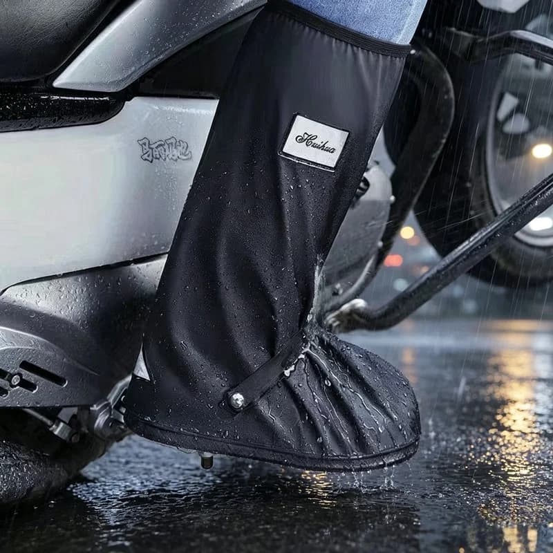 Reflective High Ankle Reusable Rain Boot Covers, Waterproof Foot Protector for Motorcycle Cycling, Men Women Outdoor Use