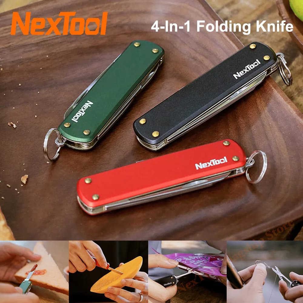 NexTool 4 in 1 Mini coltello pieghevole Mini forbici multifunzionali per esterni Piccolo cacciavite Coltello tascabile Strumento creativo Lima per unghie