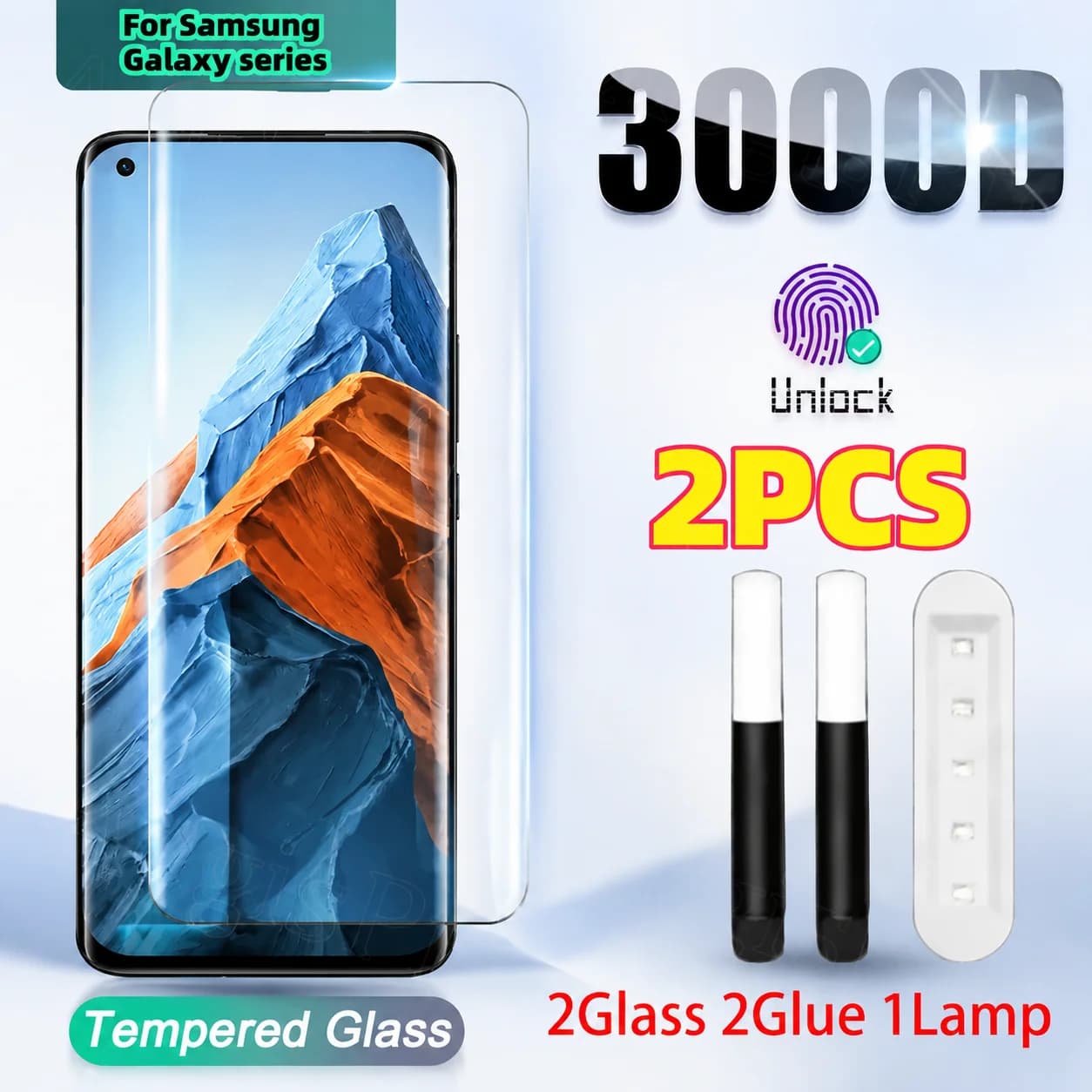 2PCS For Samsung Galaxy S25 S23 S26 S22 S21 S20 S24 Ultra Plus UV Liquid Full Glue Tempered Glass Anti-Fingerprint Anti-Scratch