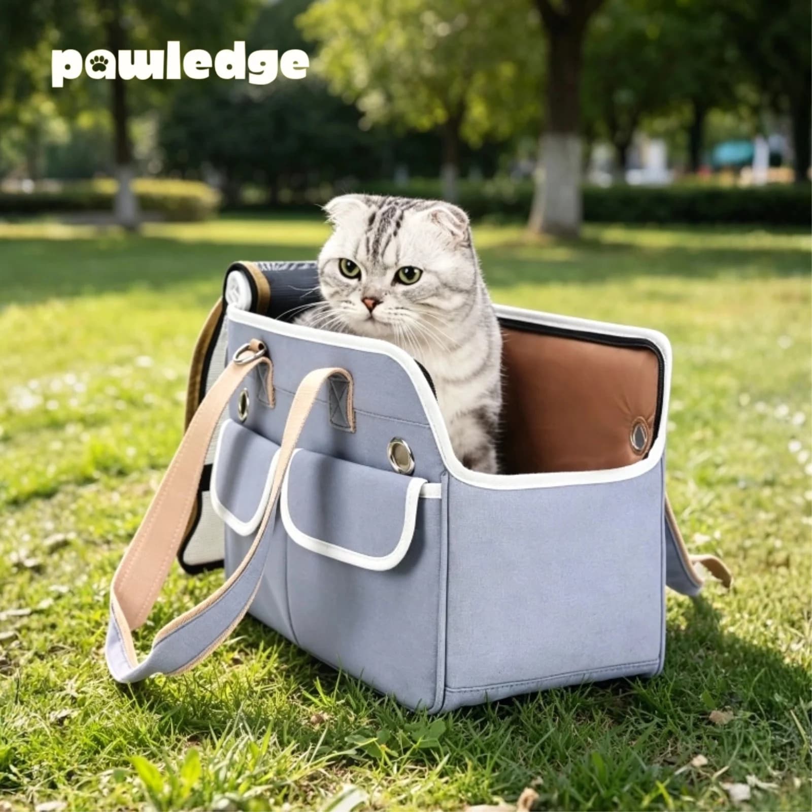 Foldable Pet Carrier Bag, Breathable Mesh Tote with Large Opening and Side Door, Shoulder Handbag for Cats and Small Dogs