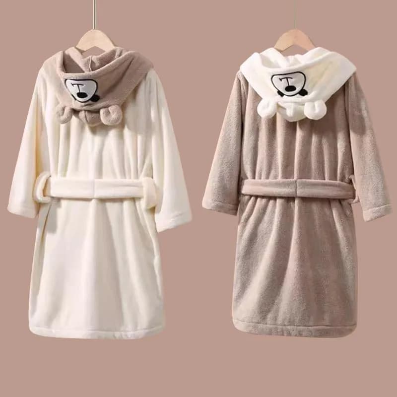 Children's Bathrobe: cartoon print, adorable, thickened, soft, absorbent, low spread, bathrobe with hood