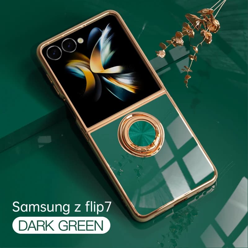 Fashionable galvanic cases with swivel ring bracket for Samsung Galaxy Z Flip 7 FE 6 5 4 3 Durable shockproof protective case