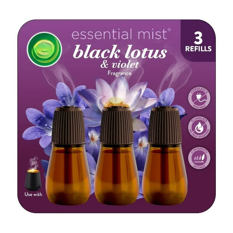 Ricariche per Diffusore di Oli Essenziali Profumati, Fragranza Black Lotus e Violetta, Confezione da 3