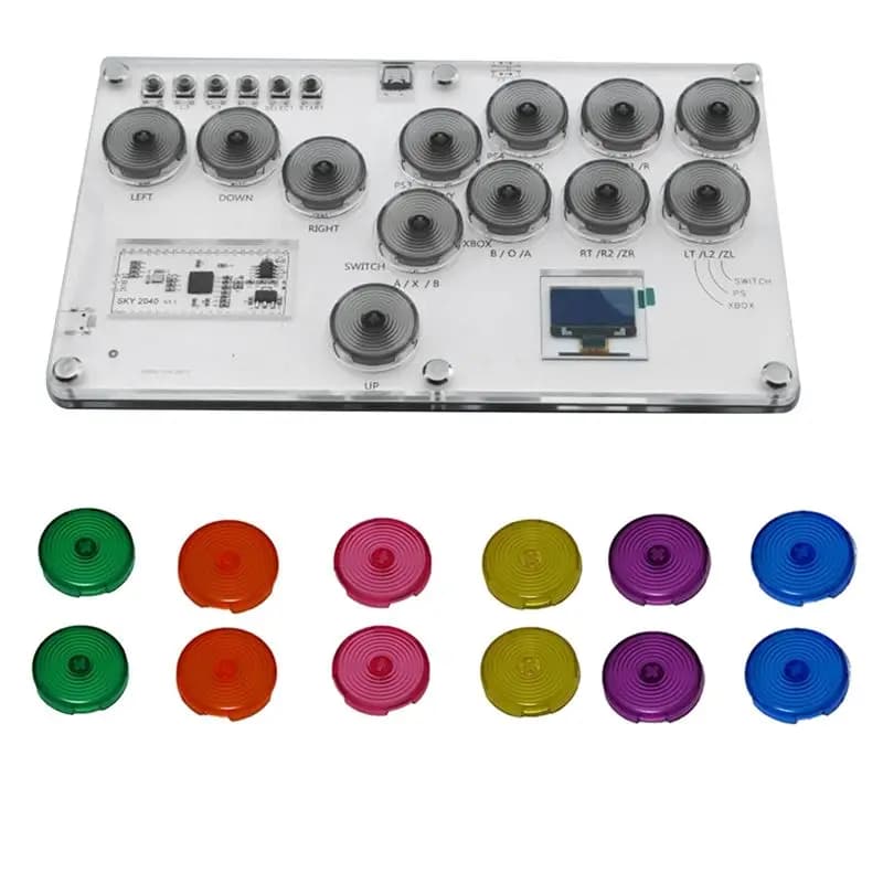 RP2040 + 12 Keycap for Joystick PS4 Raspberry Pi Street Fighter 6 Tekken Game Covered Punk